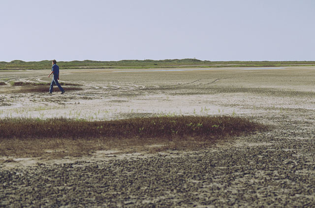 Dry wind-tidal flat on the bay side of Mustang Island.