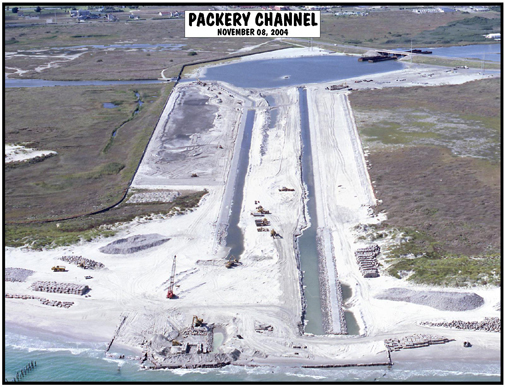 Construction at Packery Channel, November 8, 2004.