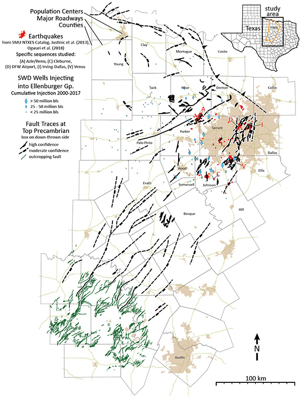 Study map of the Fort Worth Basin