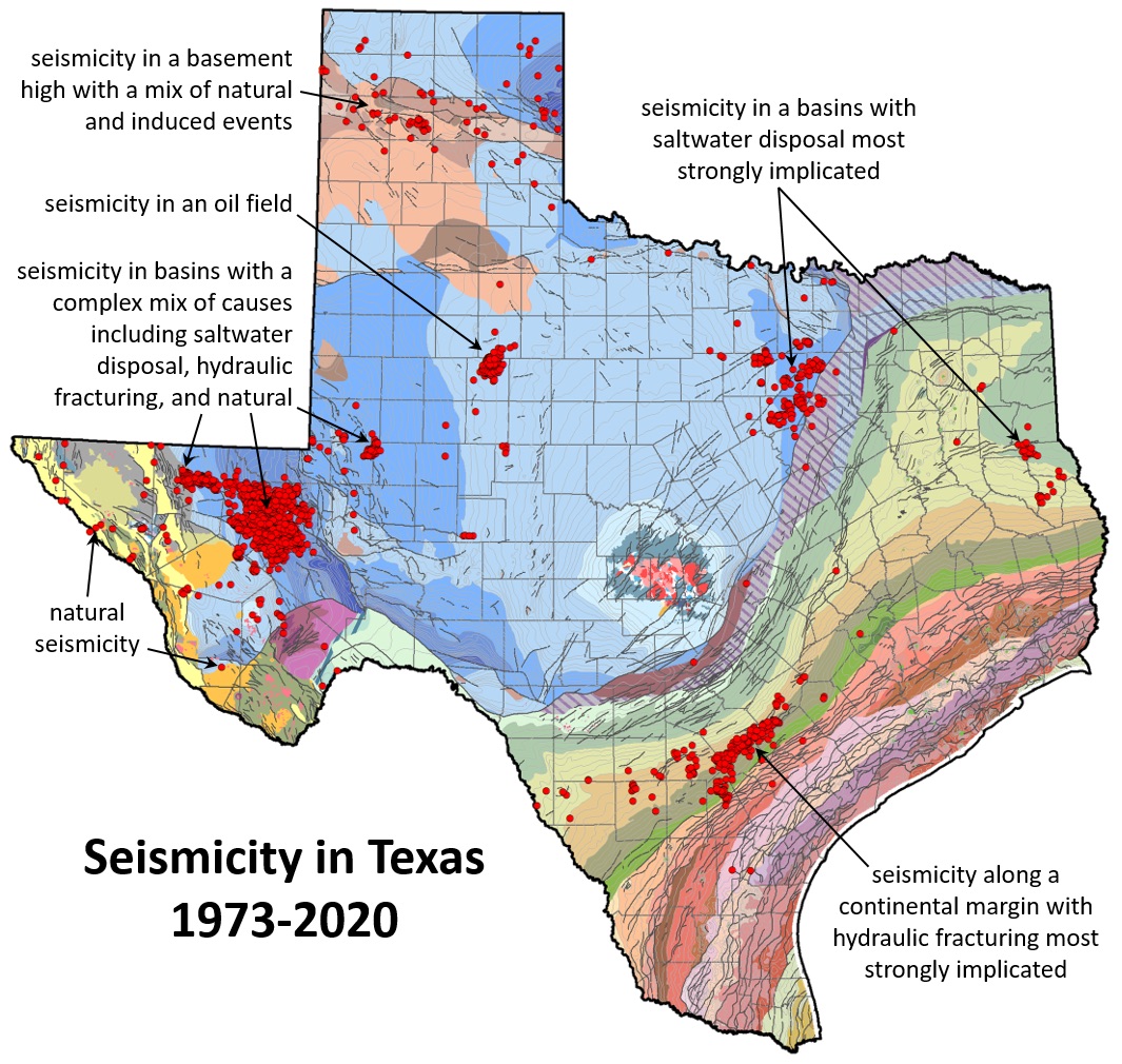Seismicity in Texas 1973-2020