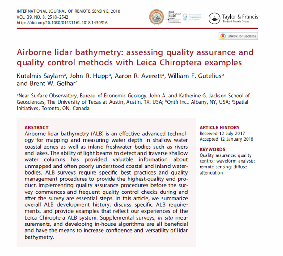 Airborne lidar bathymetry: assessing quality assurance and quality control methods