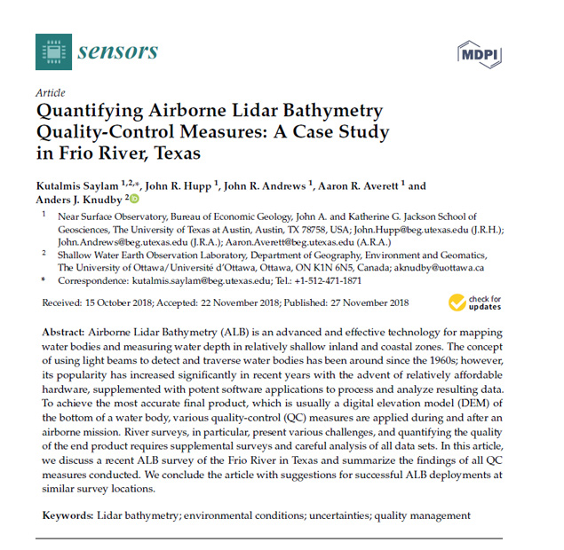Quantifying Airborne Lidar Bathymetry Quality-Control Measures: A Case Study in Frio River, Texas
