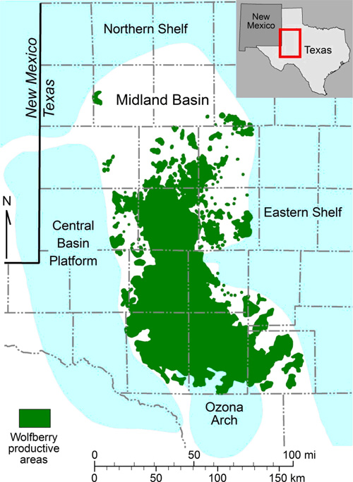 Figure 1. Map of the Midland Basin