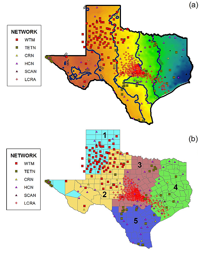 Figure 2. Six monitoring networks in Texas