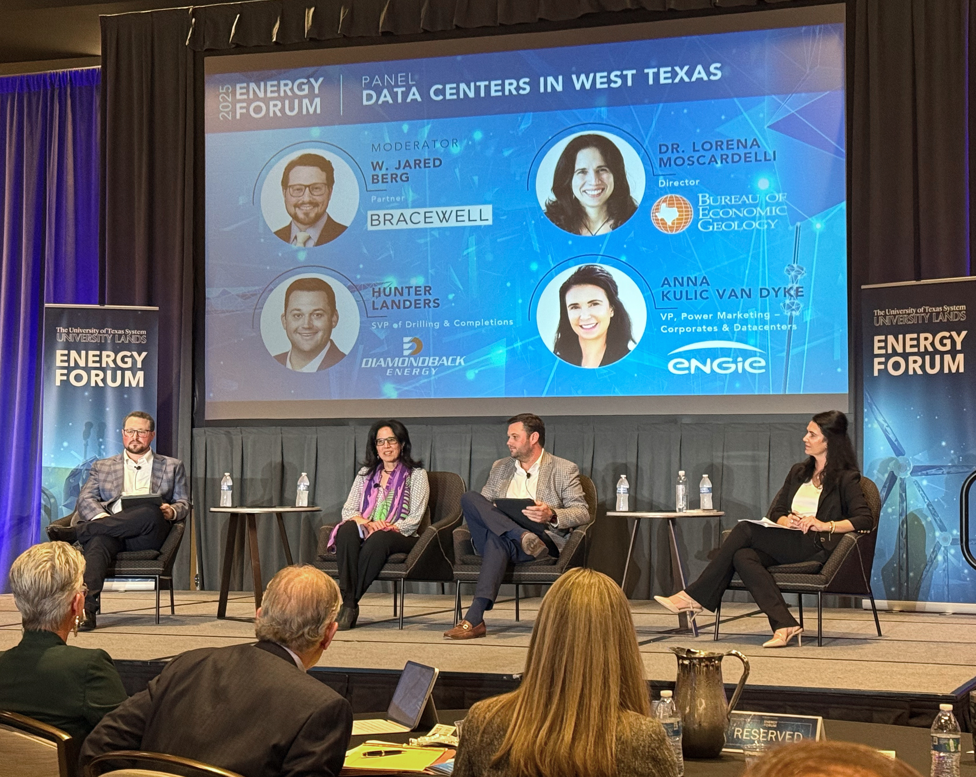 Bureau Director Lorena Moscardelli served as a panelist in the “Data Centers in West Texas” session at the 2025 University Lands Energy Forum held in Odessa on October 7.