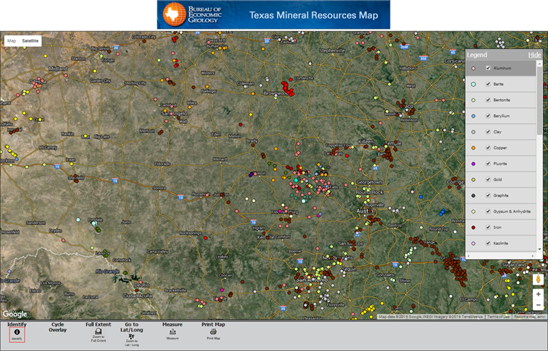 minerals of Texas interactive map