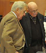 Former Bureau Directors Bill Fisher (left) and Peter Flawn