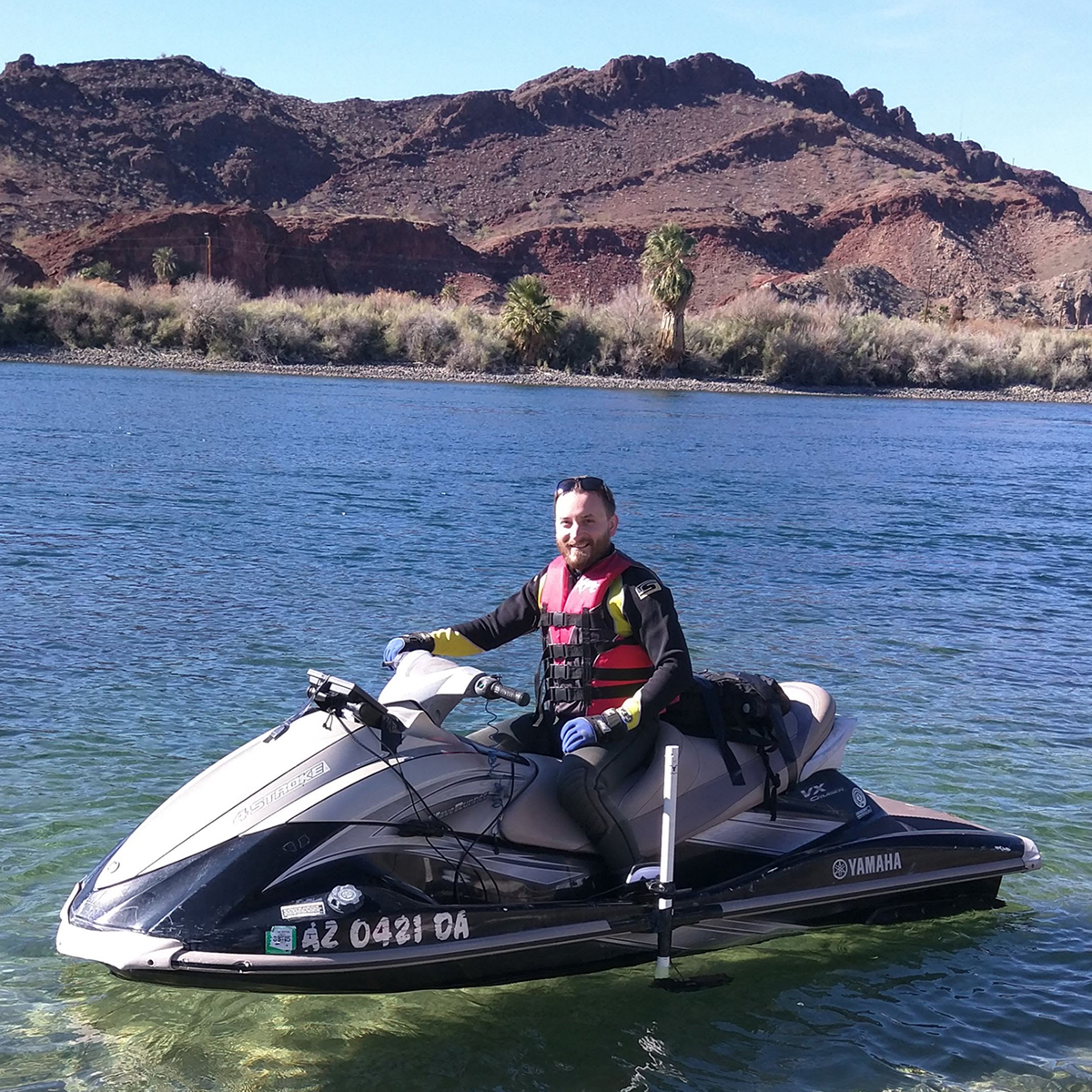 Bureau researcher John Hupp aboard one of the specially fitted survey craft.