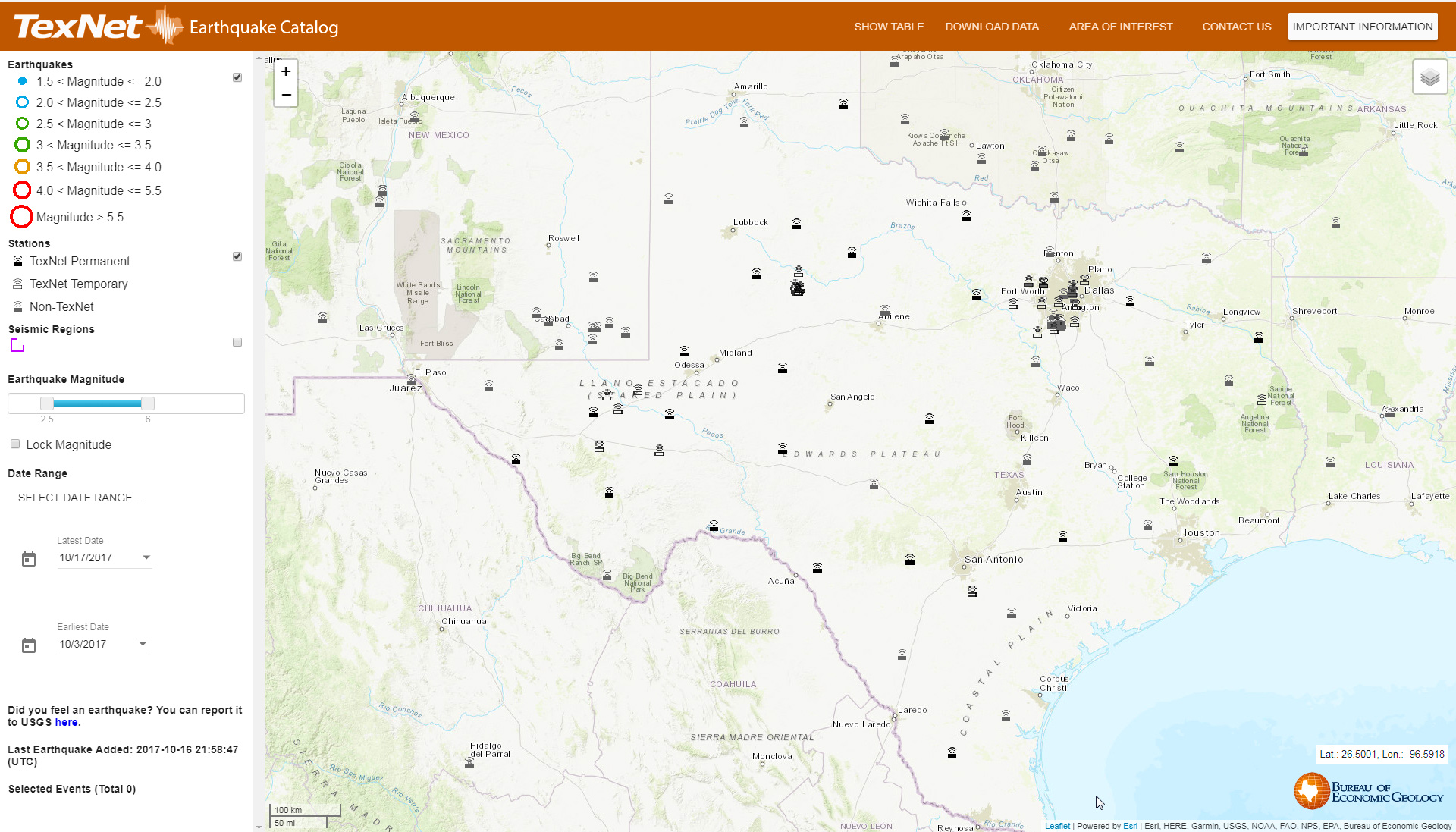 TexNet Earthquake Catalog