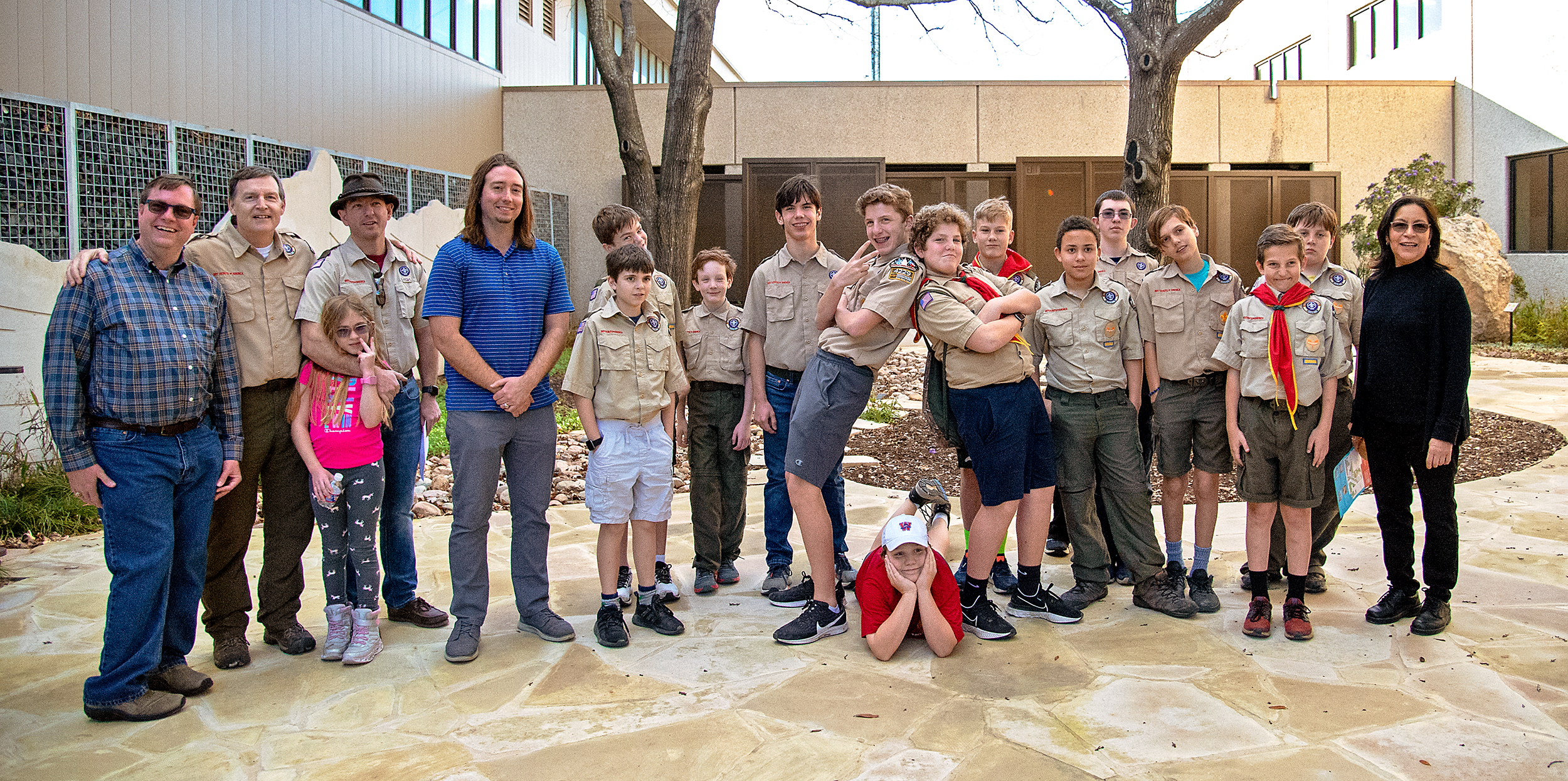 Boy Scout Troop 31 enjoying the Stoneburner Family Rock Garden.