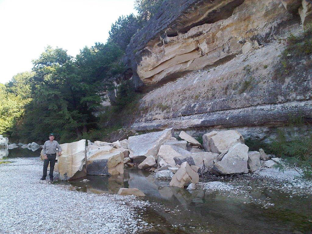 collapsing limestone bluff