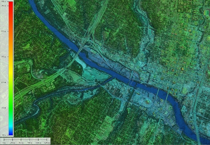 NIR lidar-derived DEM of downtown Austin (08/2000).