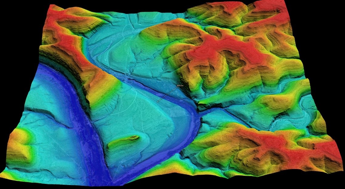 Devils River topography in the southwest Texas. DEM constructed by using NIR and green-wavelength lidar (2017).