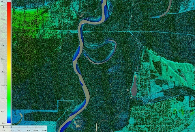 NIR DEM of Trinity River in eastern Texas (03/2024).