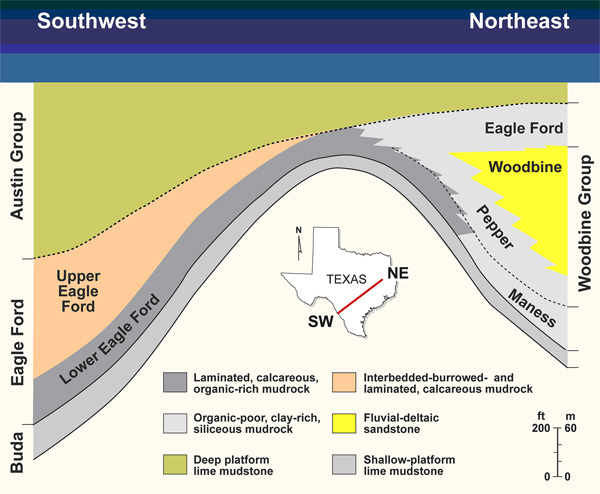 Figure 2. Schematic southwest-to-northeast cross section