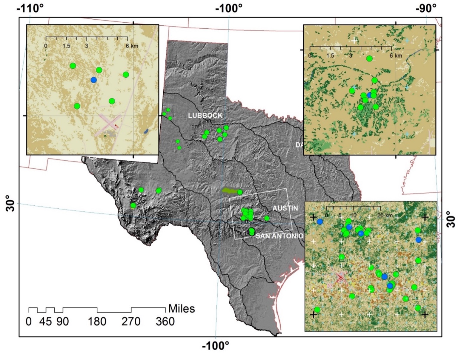 map of TxSON soil water content monitoring stations