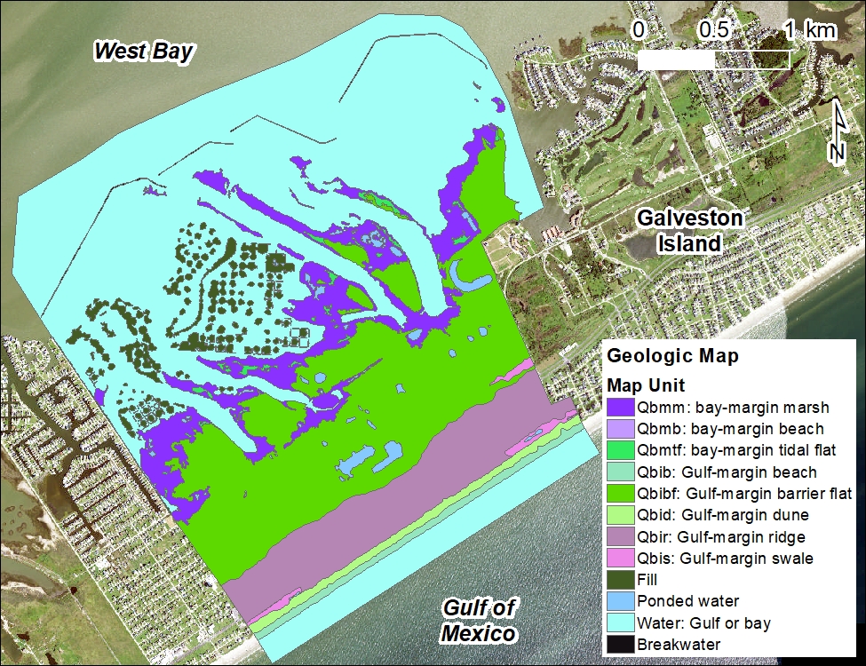 Geologic map Galveston Island State Park