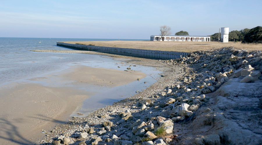 Figure S6. Bulkhead and riprap along the Matagorda Bay shoreline at the ranch house.