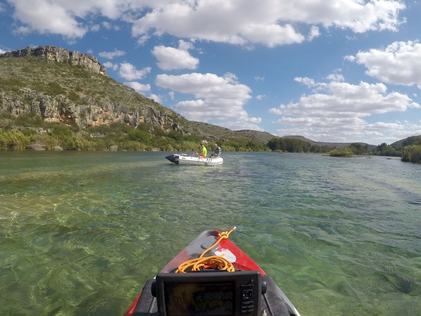 Devils River survey with a ground penetrating radar and a sonar