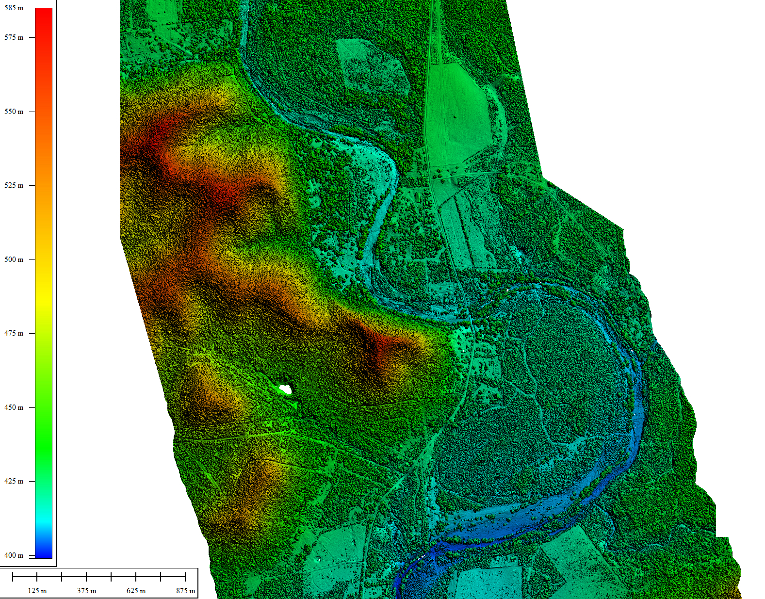 Digital surface model of the Frio River by Garner State Park, Texas