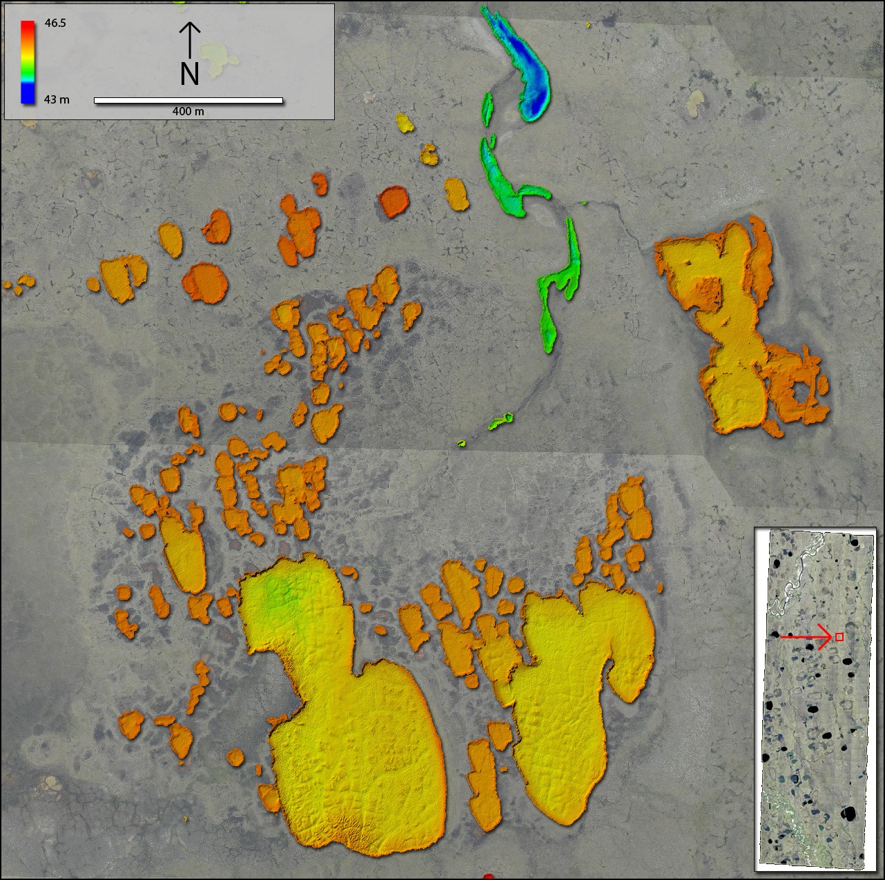 Lidar digital elevation model of thermokarst lakes in the Alaskan North Slope