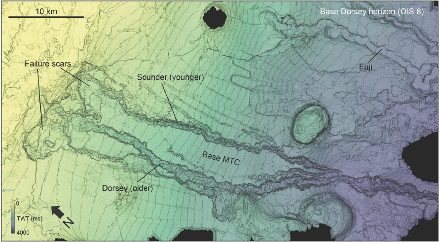 Sediment thickness profile map