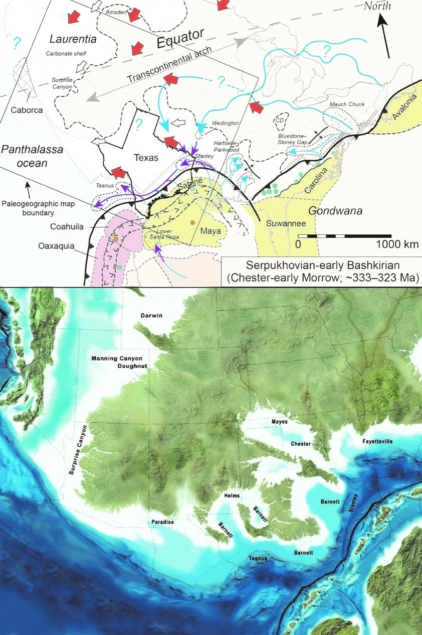 Late Mississippian map of Pangea