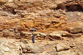 The base of the Eagle Ford on Buda limestone, roadcut on highway I-10